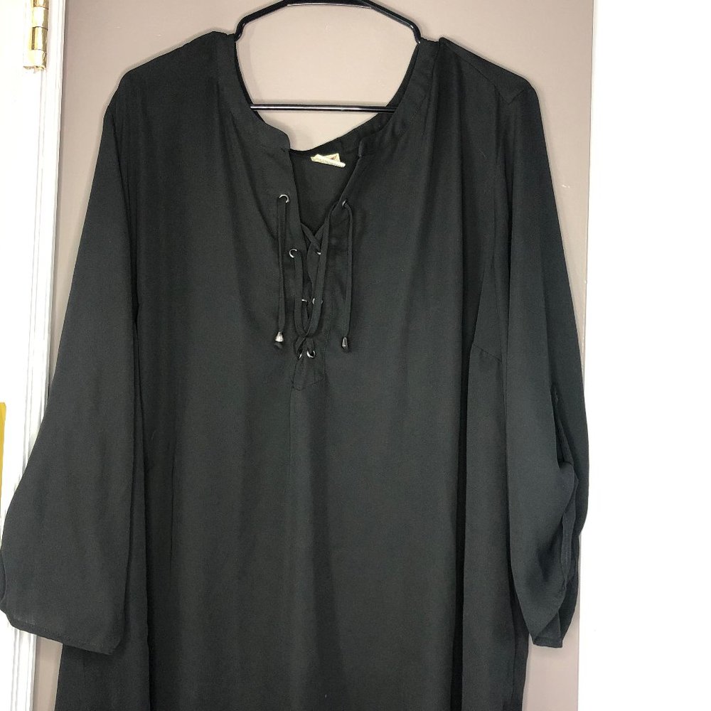 Black Faded Glory Mesh Blouse